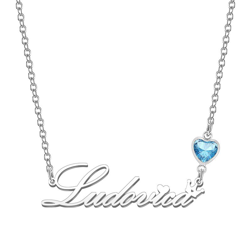 Kraven Collana Donna Pietra di Nascita Blu Ciondolo Iniziale - Ludovica