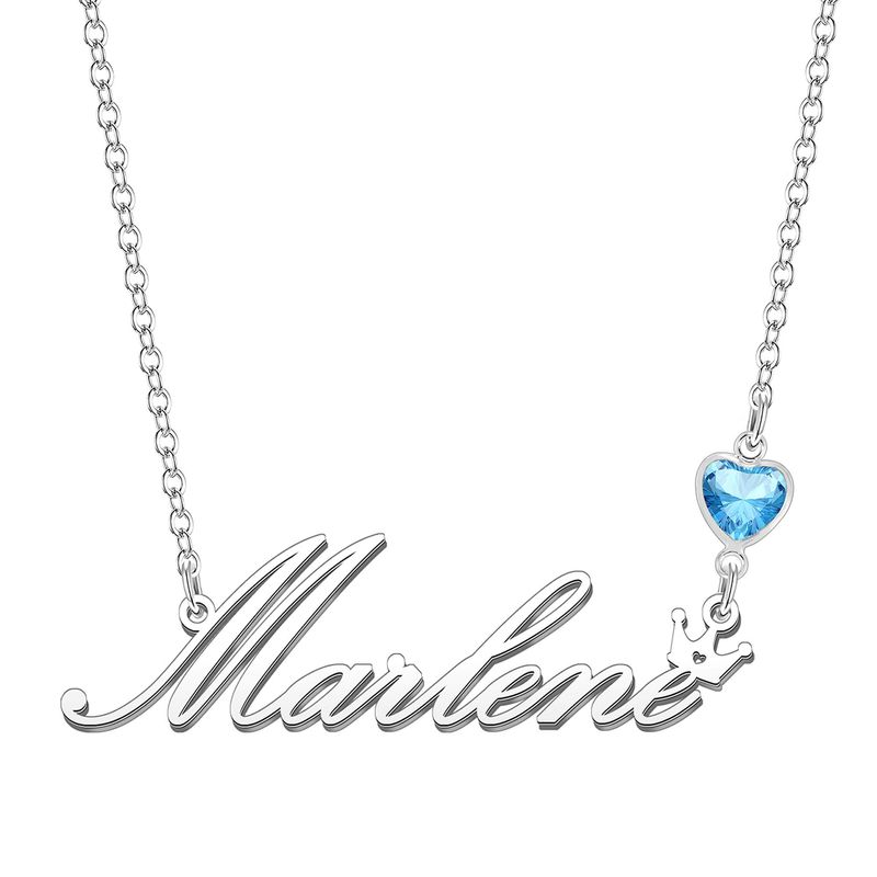 Kraven Collana Donna Pietra di Nascita Blu Incisa Personalizzata