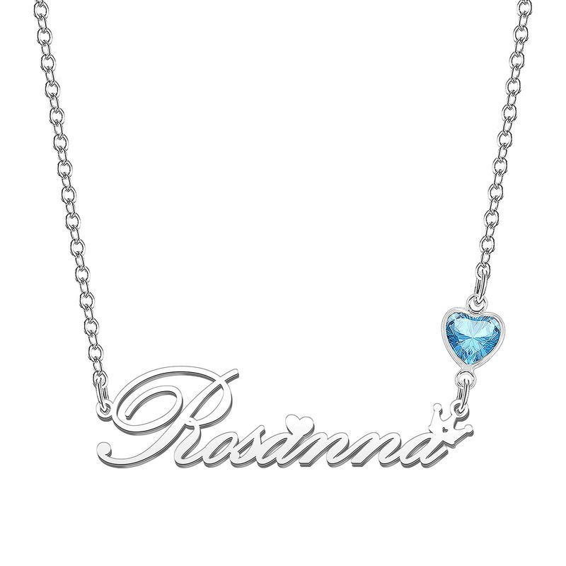 Kraven Collana Donna Nome Pietra Blu Personalizzata (Rosanna)