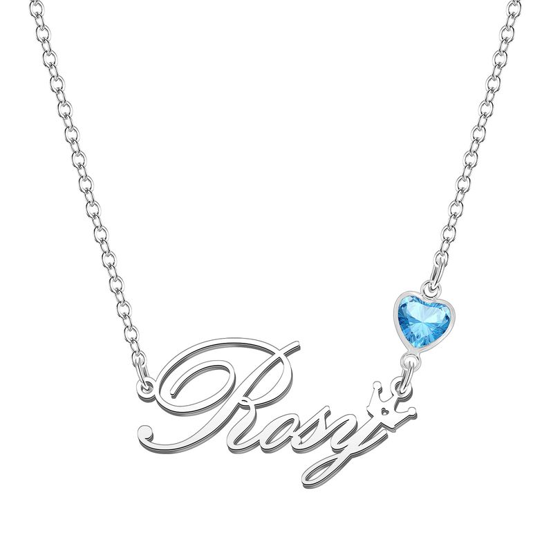 Kraven Collana Donna Nome Pietra Nascita Blu Iniziale