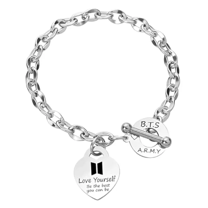 KSOIQPU BTS Ragazza Bracciale, Bracciale Donna Bracciale Bambina on Ciondoli Regalo di Compleanno per la Figlia, Regali per i fan dei BTS