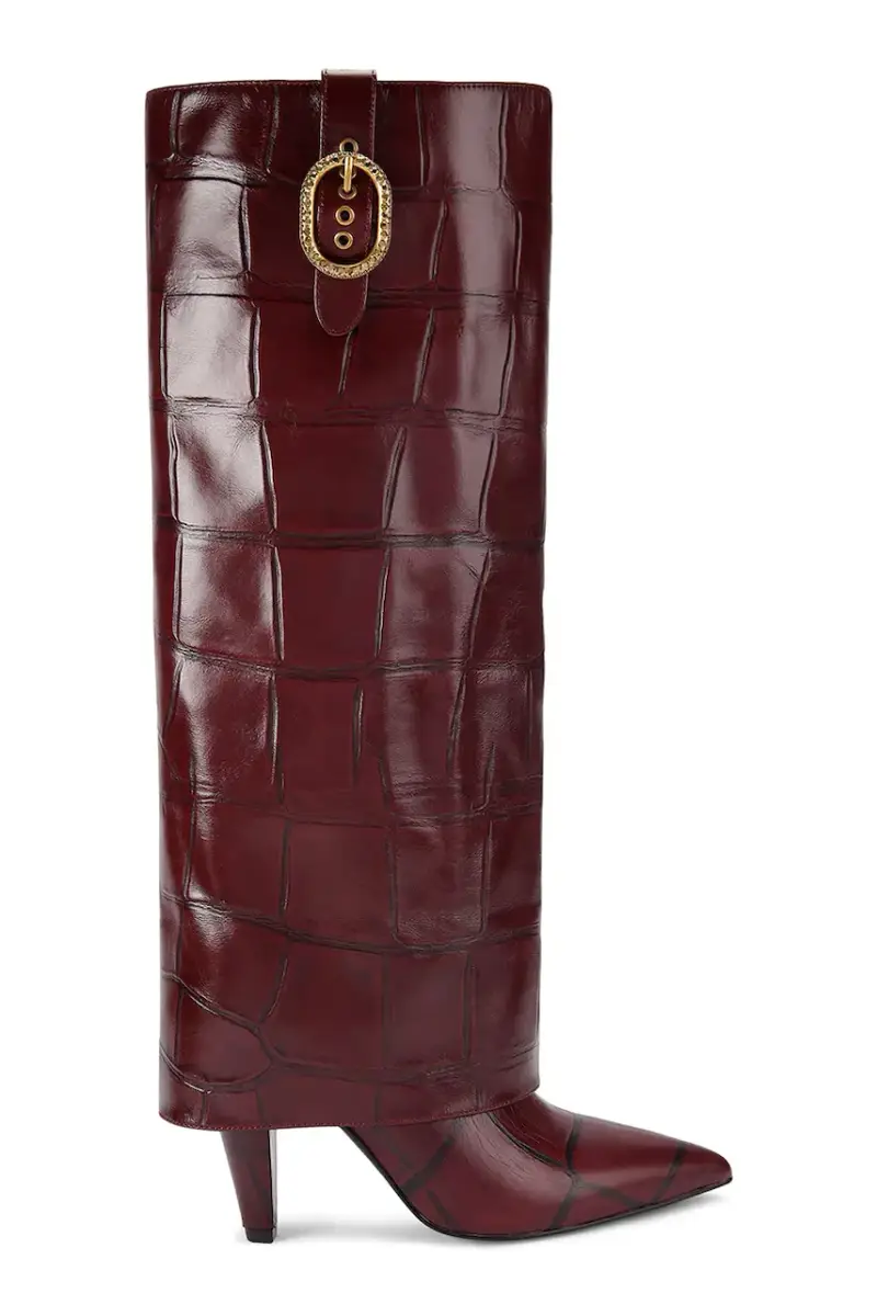 Kurt Geiger London stivali in pelle Fold Over Tall Boot donna colore marrone 5022354419