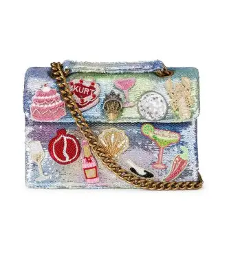 per donna 5379367779 Mini borsa con paillettes multicolore (OSFA), Casual, Tessuto Blu