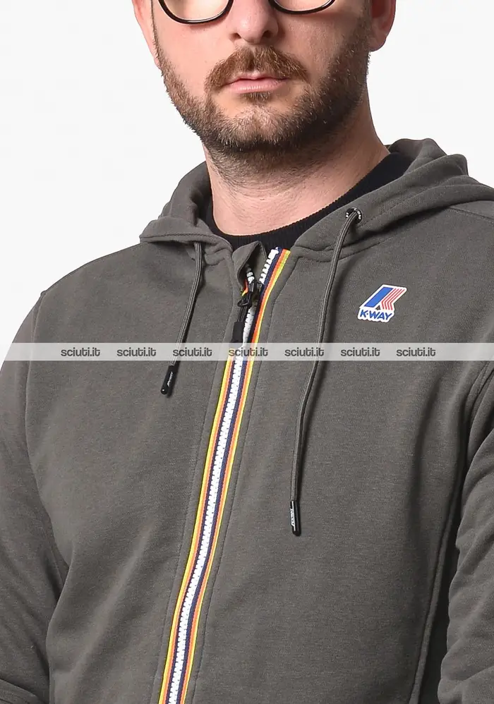 Kway Felpa uomo verde scuro Prosper poly cotton