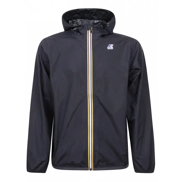 Kway giubbino nero uomo in nylon con cappuccio