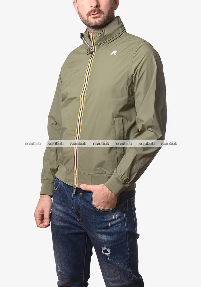Kway Giubbotto uomo verde muschio Amaury stretch nylon jersey