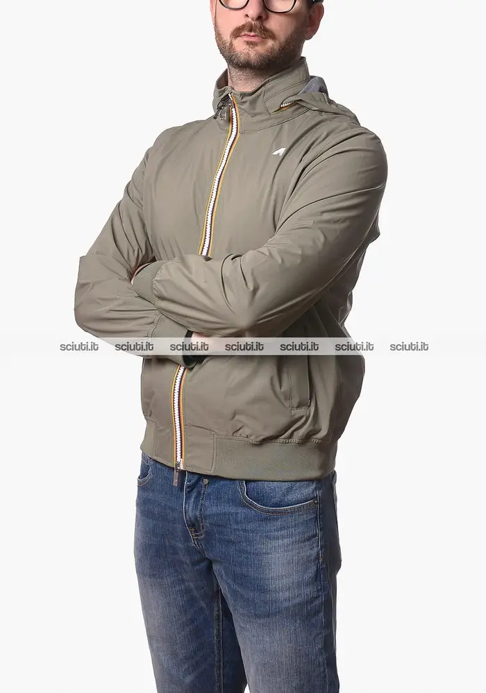 Kway Giubbotto uomo verde muschio Arsene stretch dot