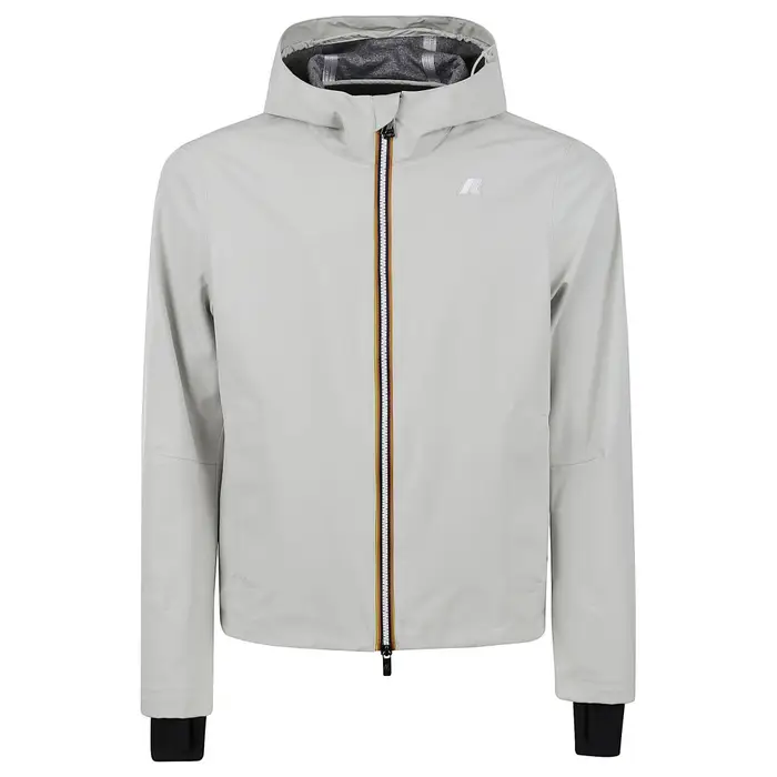 Kway giubbino beige uomo in nylon con cappuccio