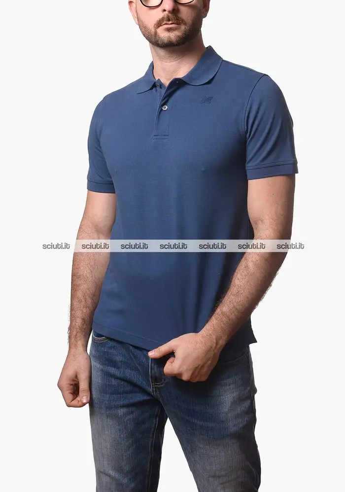Kway Polo uomo blu insignia Amedee in piquet stretch
