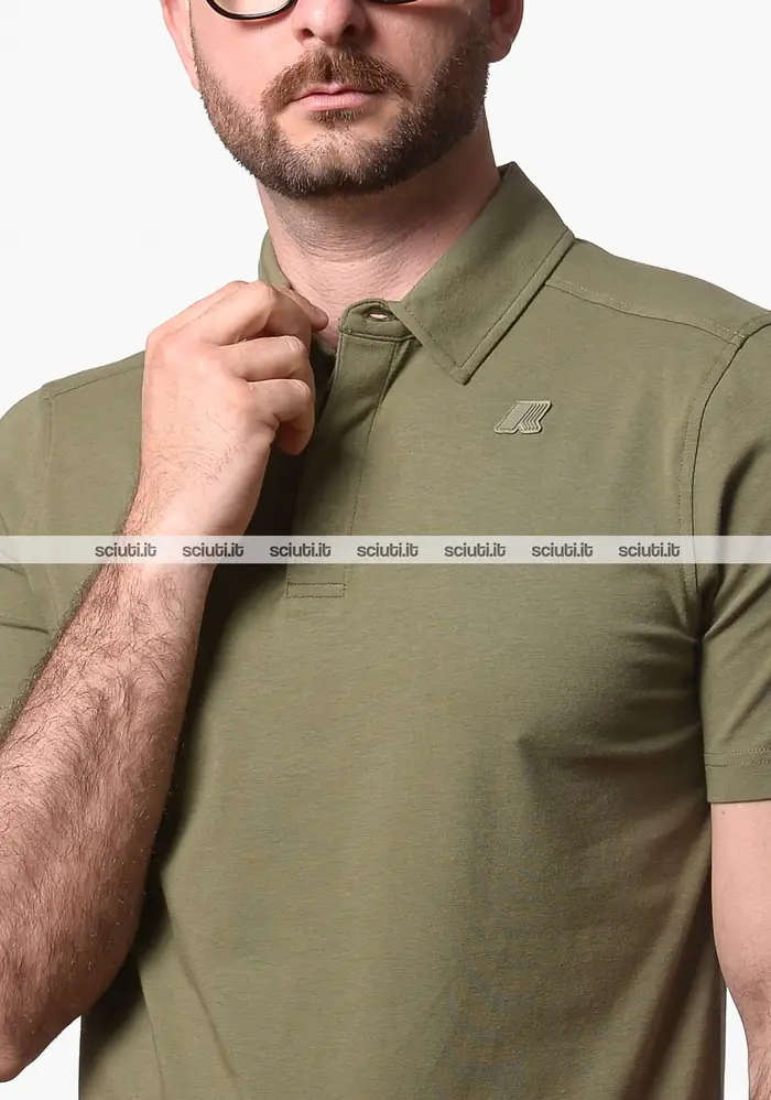 Kway Polo uomo verde muschio Viggo light stretch jersey