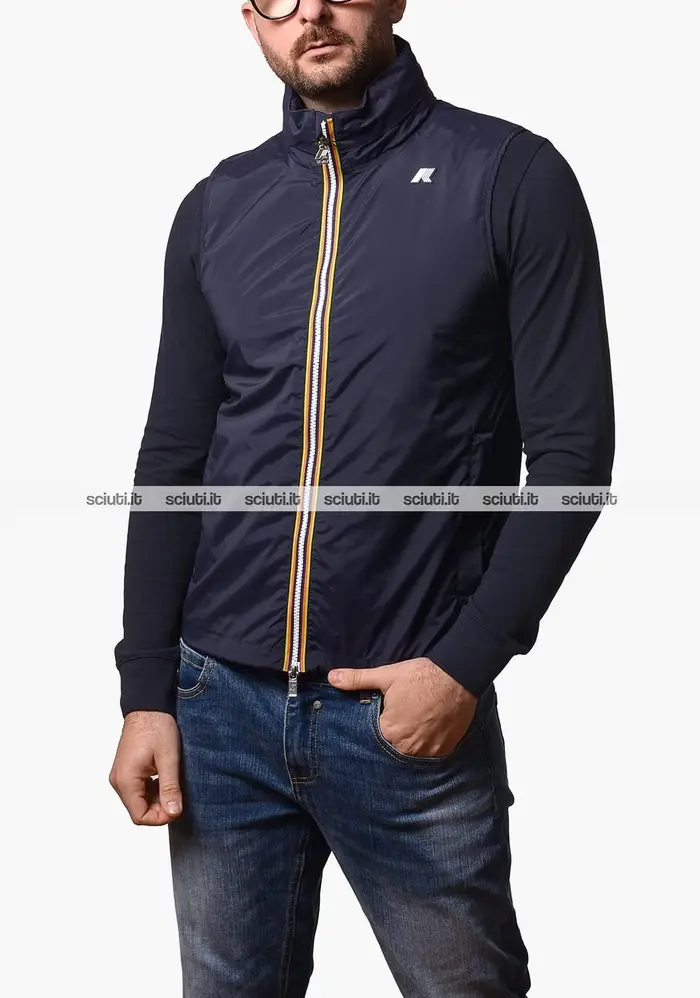 Kway Smanicato uomo blu scuro Valen stretch nylon jersey