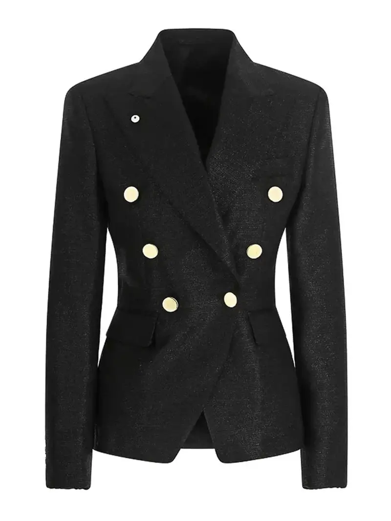 L B M 1911 Giacca Ilaria Nera in Lurex Nero