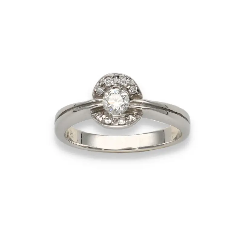 L'oro2 Anello conchiglia in oro bianco e diamanti