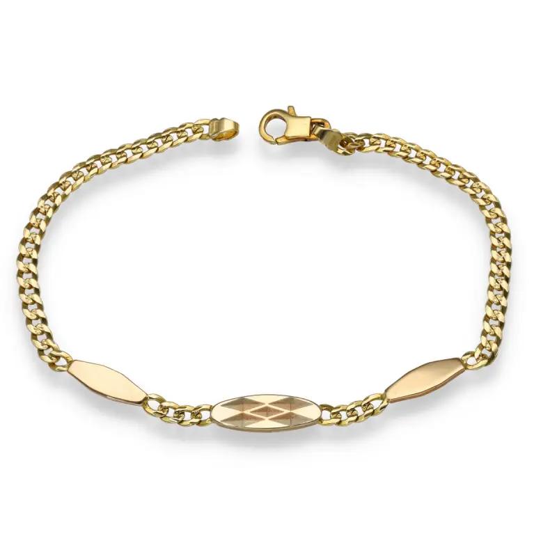 L'oro2 Bracciale da uomo a catena con tre ovali centrali