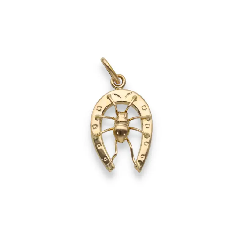 L'oro2 Ciondolo in oro giallo 18kt a forma di staffa di cavallo e ragno