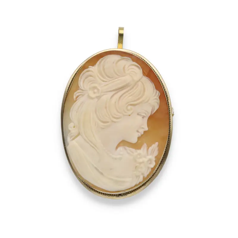 L'oro2 Pendente/spilla in oro giallo e cammeo