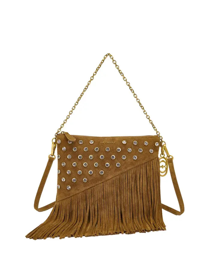 borsa a tracolla la carrie fringes da donna - marrone