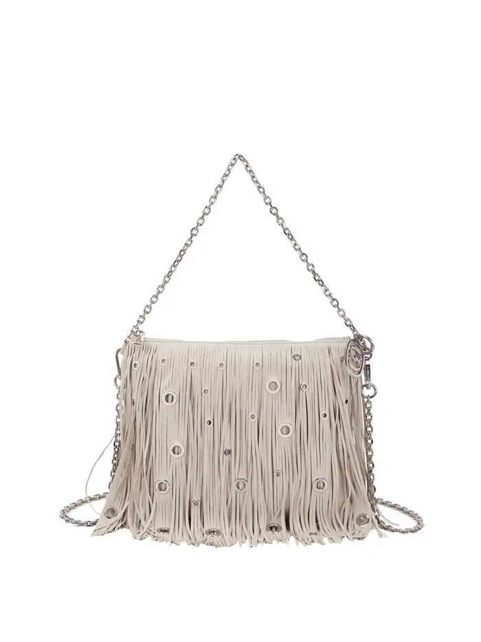 borsa pochette la carrie fringes da donna - avorio