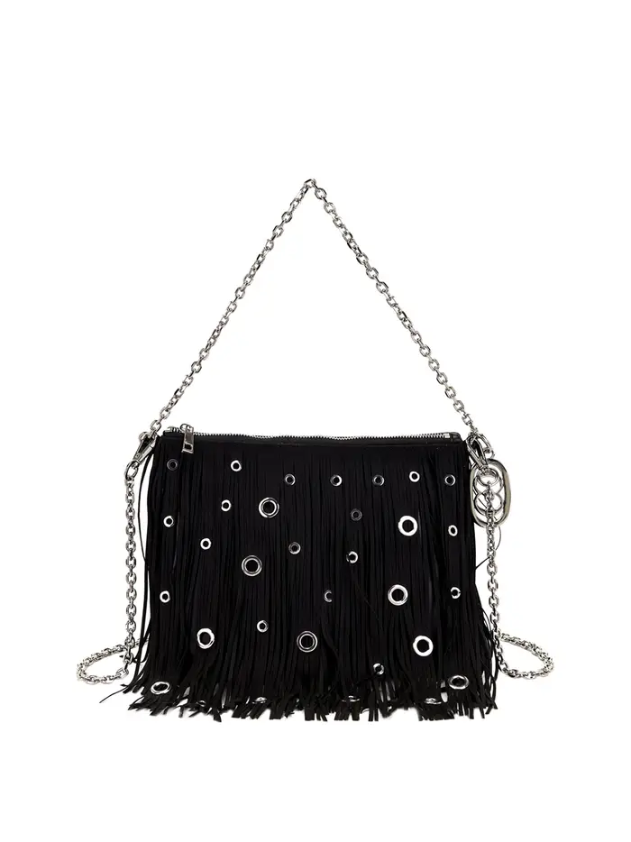 borsa pochette la carrie fringes da donna - nero