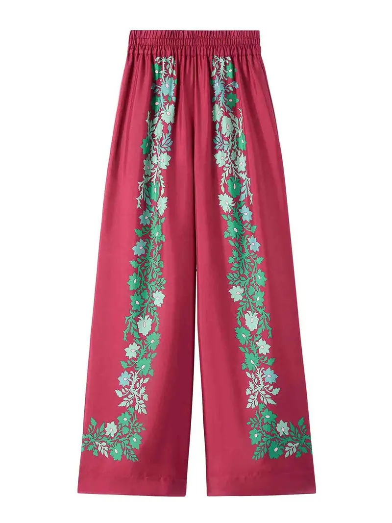 La DoubleJ Pantaloni palazzo in seta Multicolore