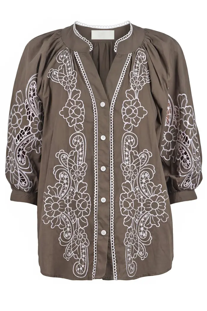 La Femme Blanche Camicia - 471707 - Verde/Bianco
