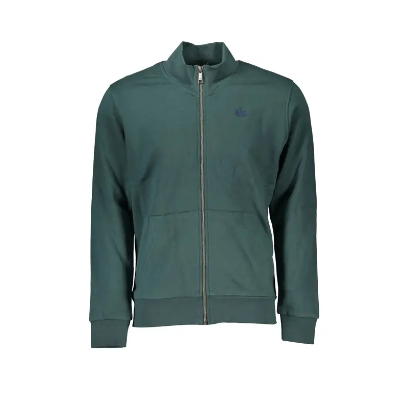 La Martina Felpa Uomo Verde Zip Regular Fit Felpata Logo