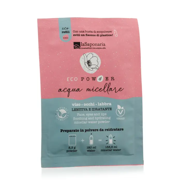LA SAPONARIA Doppia Detersione Acqua micellare in polvere da reidratare 8 5g - Acqua detergente viso