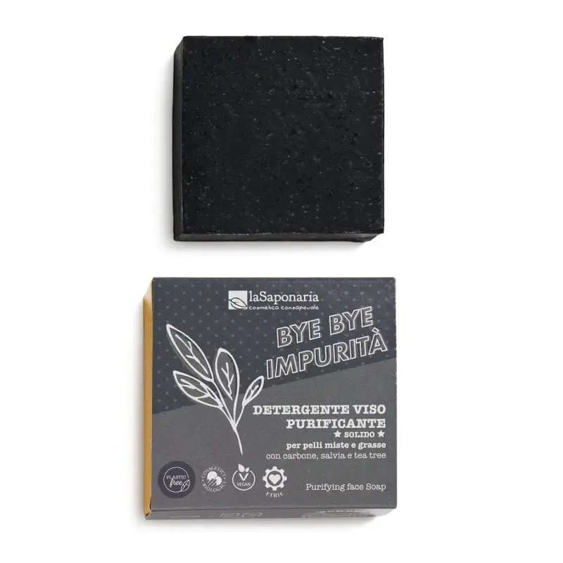 LA SAPONARIA Wonder Pop Detergente viso purificante solido BYE IMPURITA 70g - Sapone detergente viso