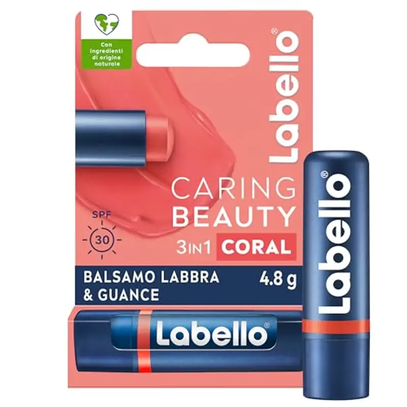 Labello Caring Beauty Lip & Cheek Nude 4.8 g, Burrocacao labbra e guance con una nota di colore nude, Balsamo labbra