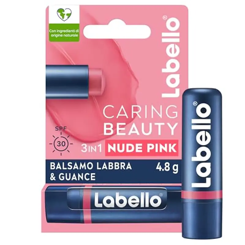 Labello Caring Beauty Lip & Cheek Pink 4.8 g, Burrocacao labbra e guance con una nota di colore rosa, Balsamo labbra