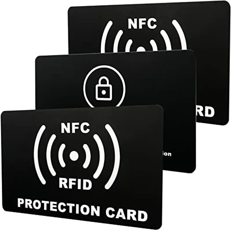 LABUYI 3pcs Protezione RFID/NFC, Carta Blocco per Credito Contactless, D'identità e Bancaria - Anti Frode (Nero)