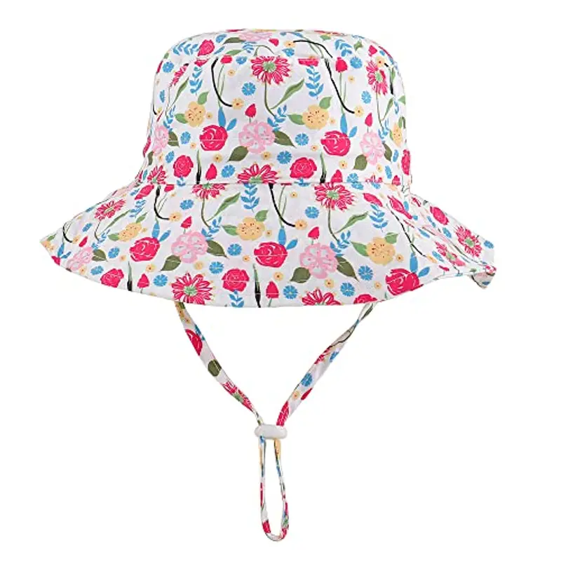 LACOFIA Cappello Regolabile da Sole per Neonata Berretto Estivo per Bambina con Protezione Solare Tesa Larga per Nuoto Spiaggia Piscina