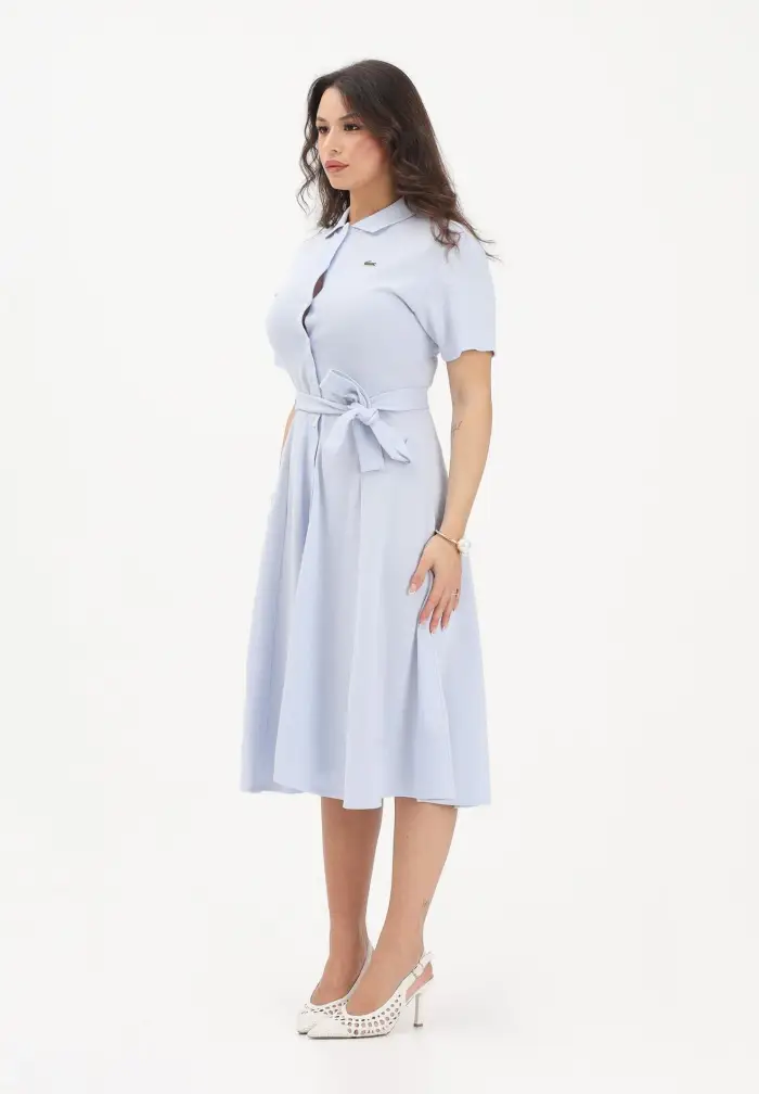 Abito midi azzurro da donna in mini piqué