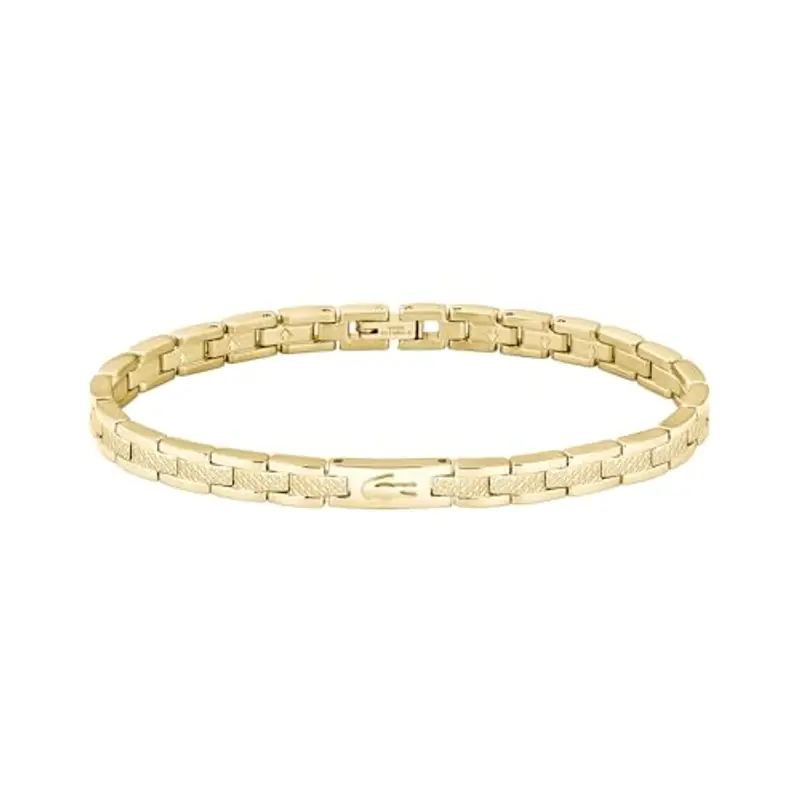 Lacoste Bracciale a Maglie da Donna Collezione METROPOLE in Oro Giallo con Petit Piqué Inciso - 2040465