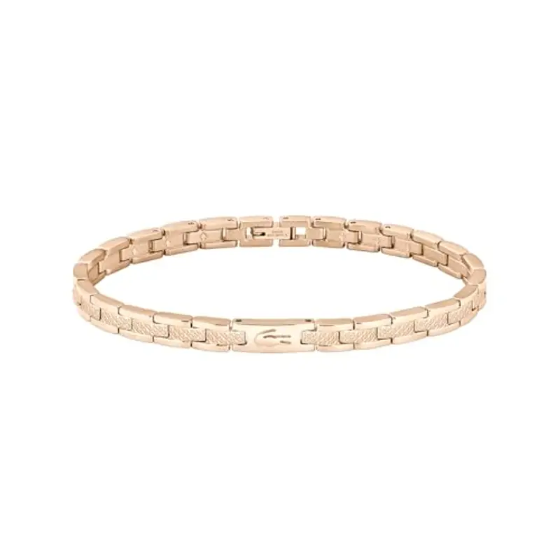 Lacoste Bracciale a Maglie da Donna Collezione METROPOLE in Oro Rosa con Petit Piqué Inciso - 2040467