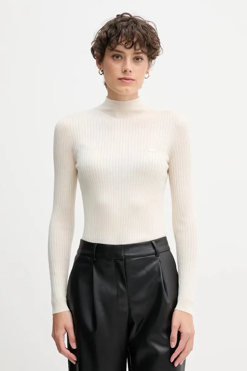 Lacoste maglione in lana donna colore beige AF4189