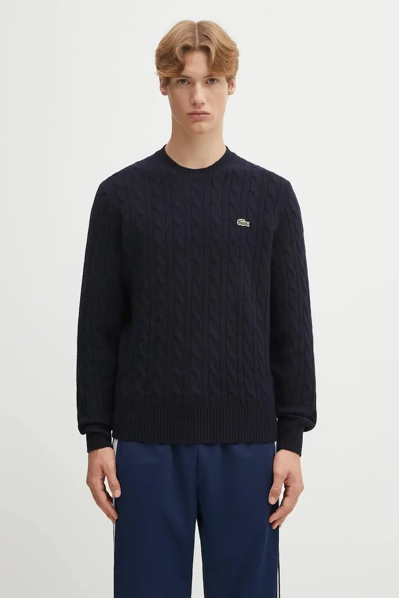 Lacoste maglione in lana uomo colore blu navy AH2924