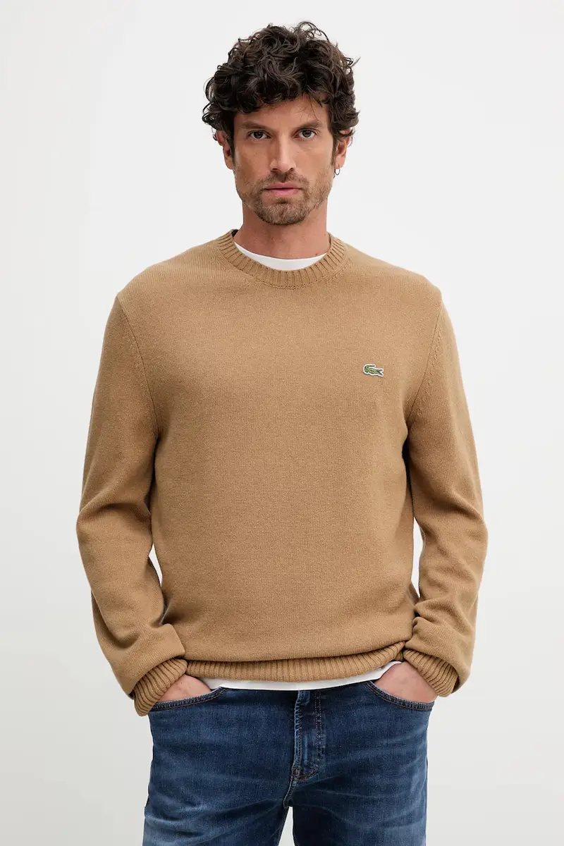 Lacoste maglione in lana uomo colore marrone AH2916