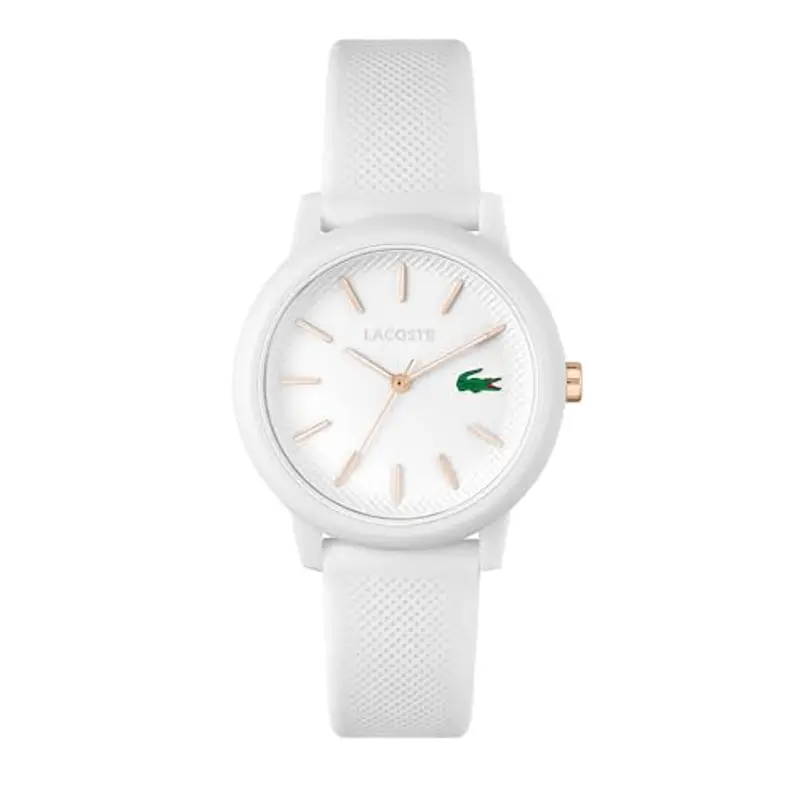 Lacoste Orologio Analogico al Quarzo da Donna Collezione LACOSTE.12.12 con Cinturino in Silicone Bianco - 2001211