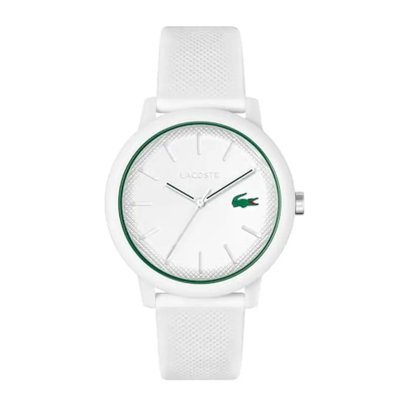 Lacoste Orologio Analogico al Quarzo da Uomo Collezione LACOSTE.12.12 con Cinturino in Silicone Bianco - 2011169