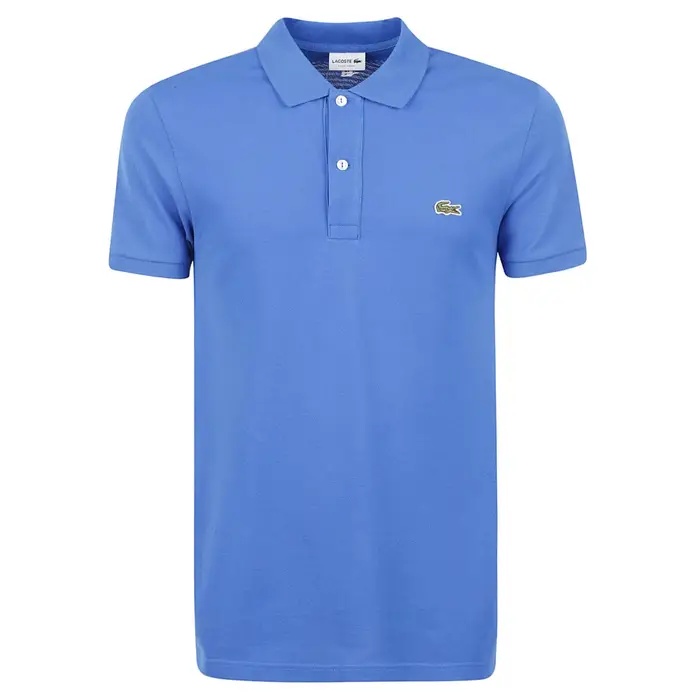 Lacoste polo uomo slim fit in piqué di cotone celeste