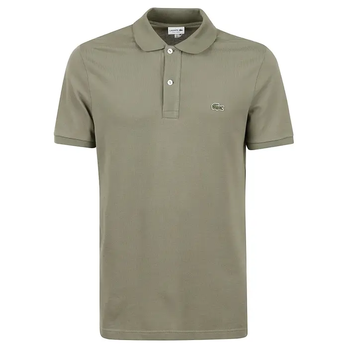 Lacoste polo uomo slim fit in piqué di cotone verde militare