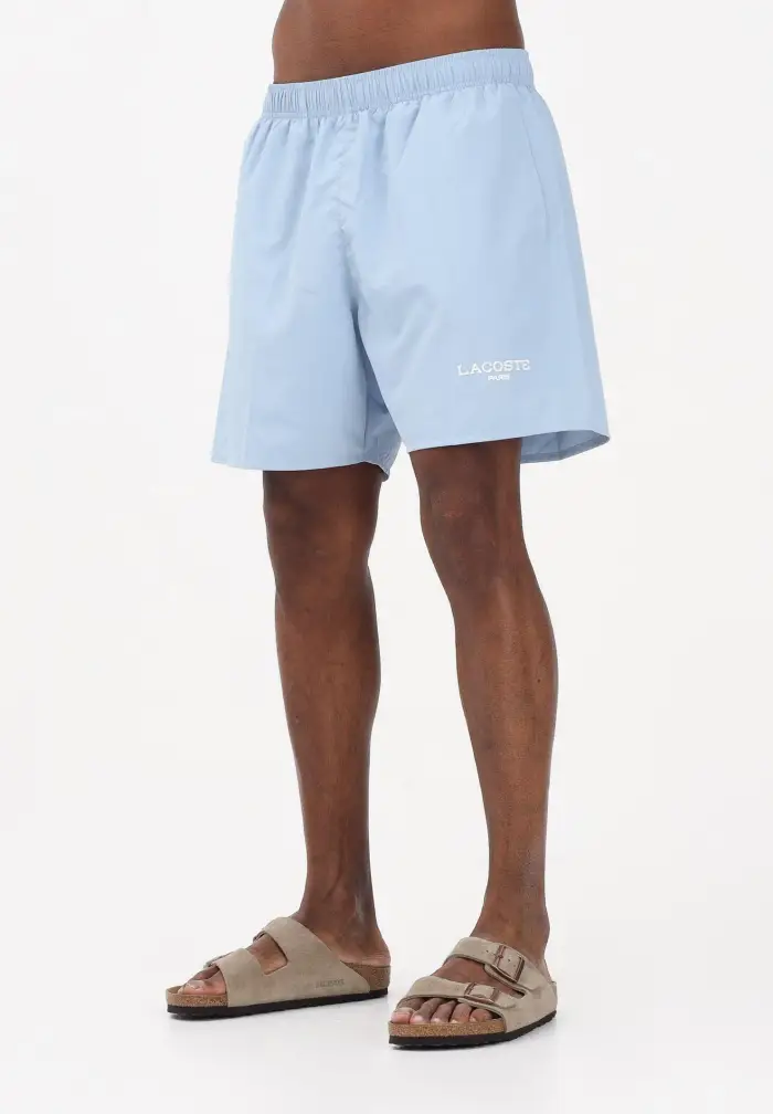 Lacoste Shorts mare celeste da uomo con stampa logo