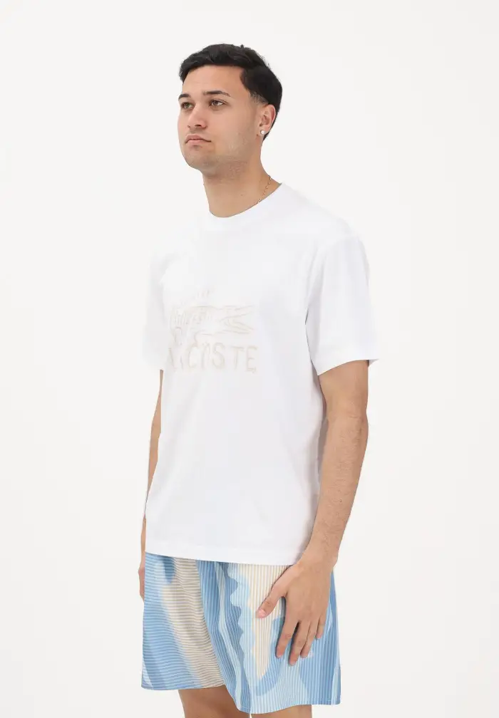 T-shirt a manica corta bianca da uomo con stampa