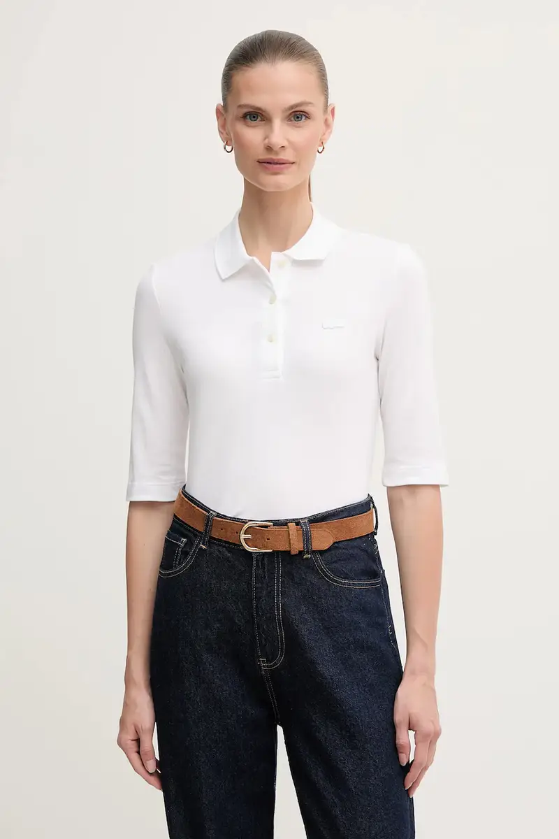 Lacoste t-shirt in cotone colore grigio Bianco