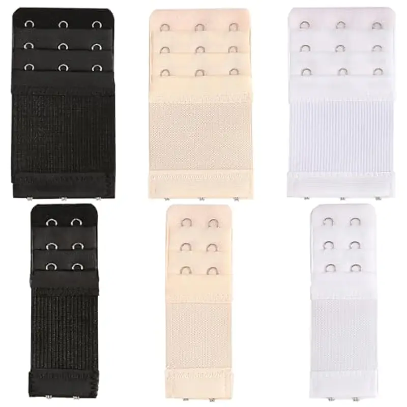 Lafefe Estensore per Reggiseno 6 Pezzi, Allunga Reggiseno 2 Ganci, 3 Ganci, Prolunga per Reggiseno Morbido Ed Elastico, per Biancheria
