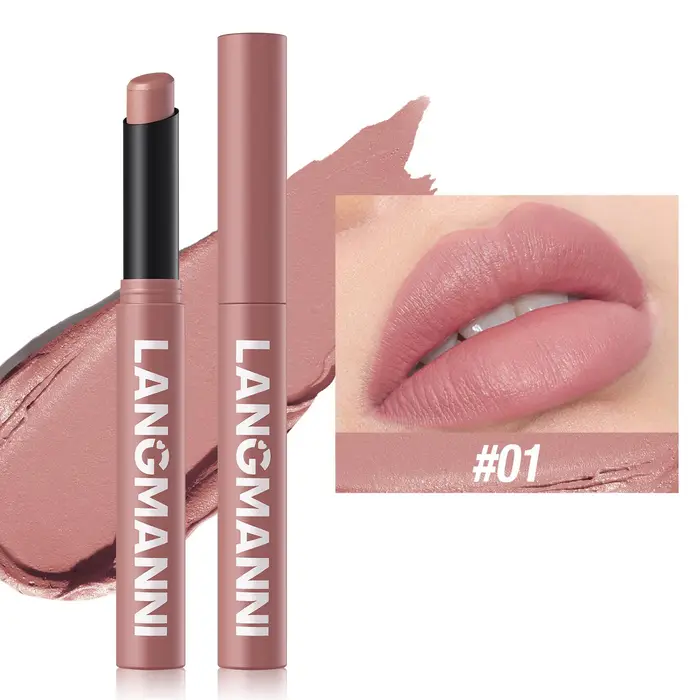 Langmanni Nuovo rossetto opaco rotante vellutato rossetto impermeabile a lunga tenuta, tinta labbra antiaderente, matita per contorno