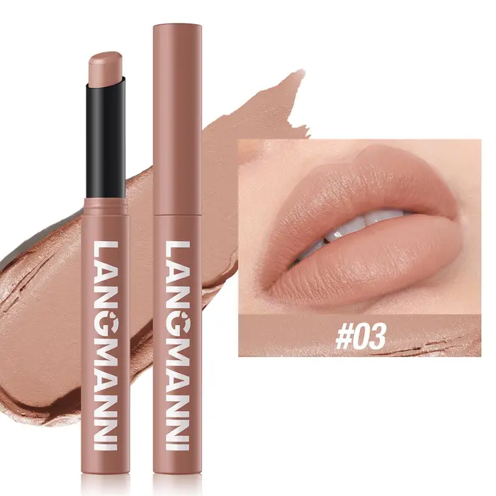 Langmanni Nuovo rossetto opaco rotante vellutato rossetto impermeabile a lunga tenuta, tinta labbra antiaderente, matita per contorno