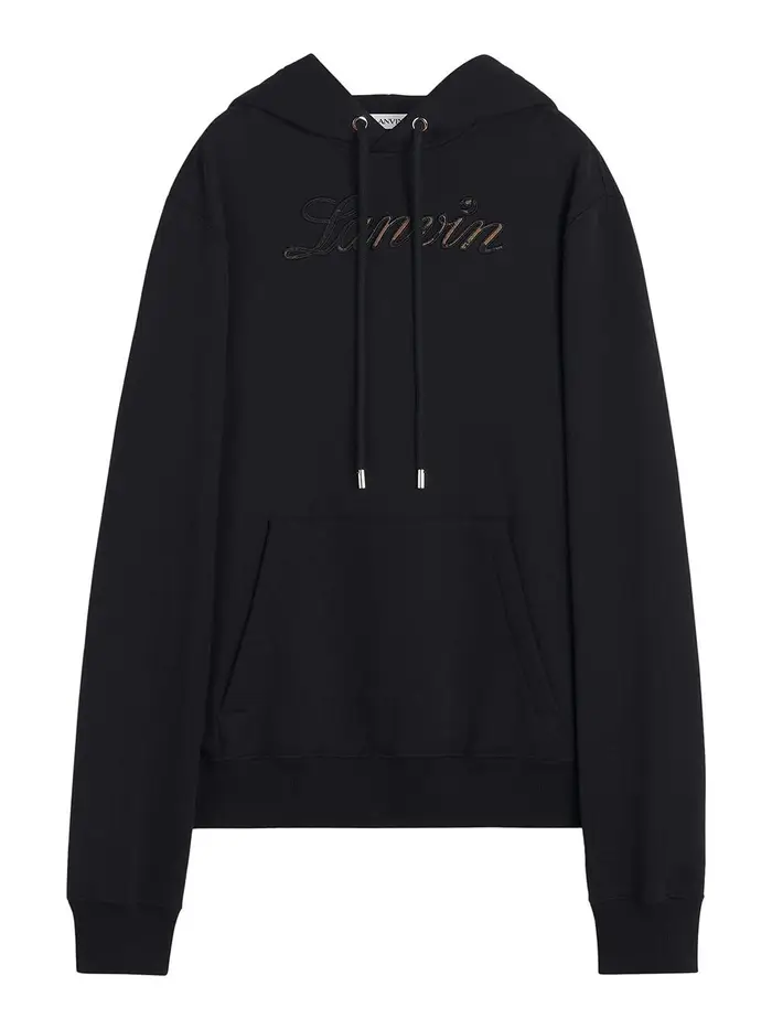 Lanvin Denim del logo con cappuccio Manuscrit Nero