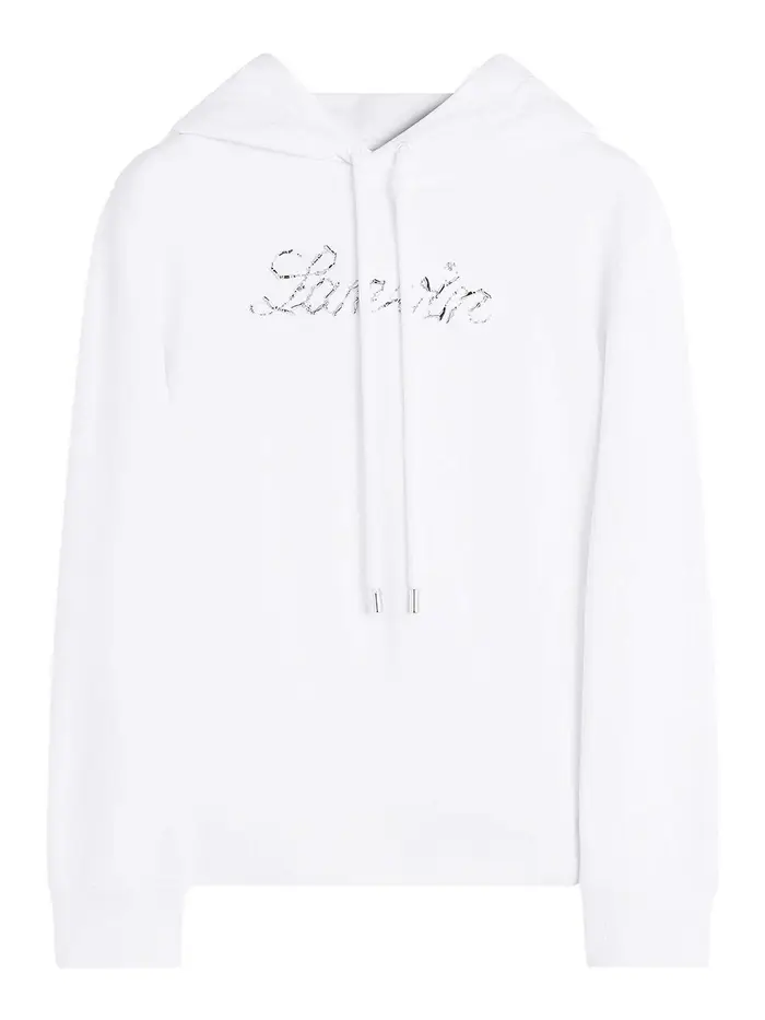 Lanvin Felpa con cappuccio Logo Manuscrit Brod Beige